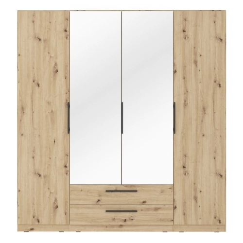 Szafa z lustrem i szufladami 200 cm Dąb Artisan